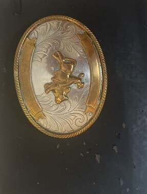 Vintage German Silver Western Belt Buckle Bucking Bronco Design